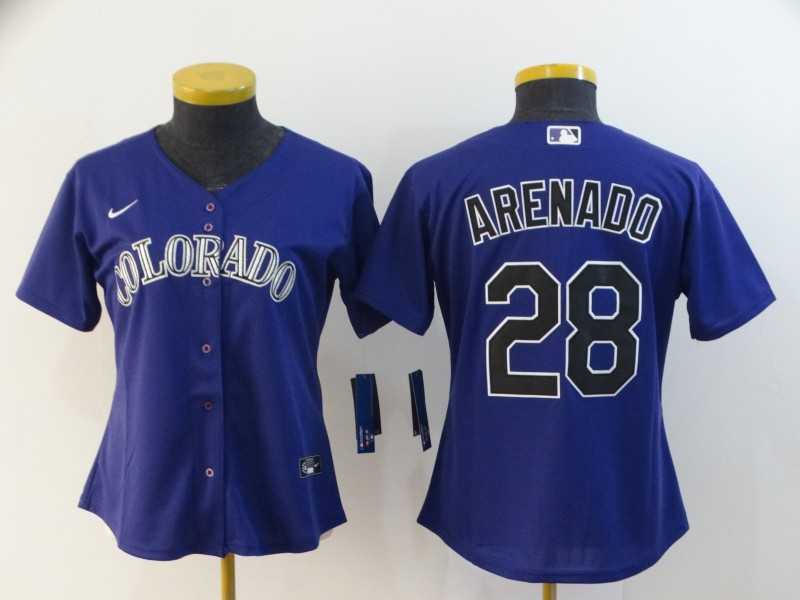 Women Rockies 28 Nolan Arenado Purple 2020 Nike Cool Base Jersey,We sell and wholesale Women Rockies 28 Nolan Arenado Purple 2020 Nike Cool Base Jersey on line form chian!